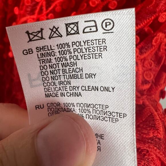 Reiss Abrianna Red Lace V-Neck Cap Sleeve Cocktail Dress Size 4 - Picture 14 of 15
